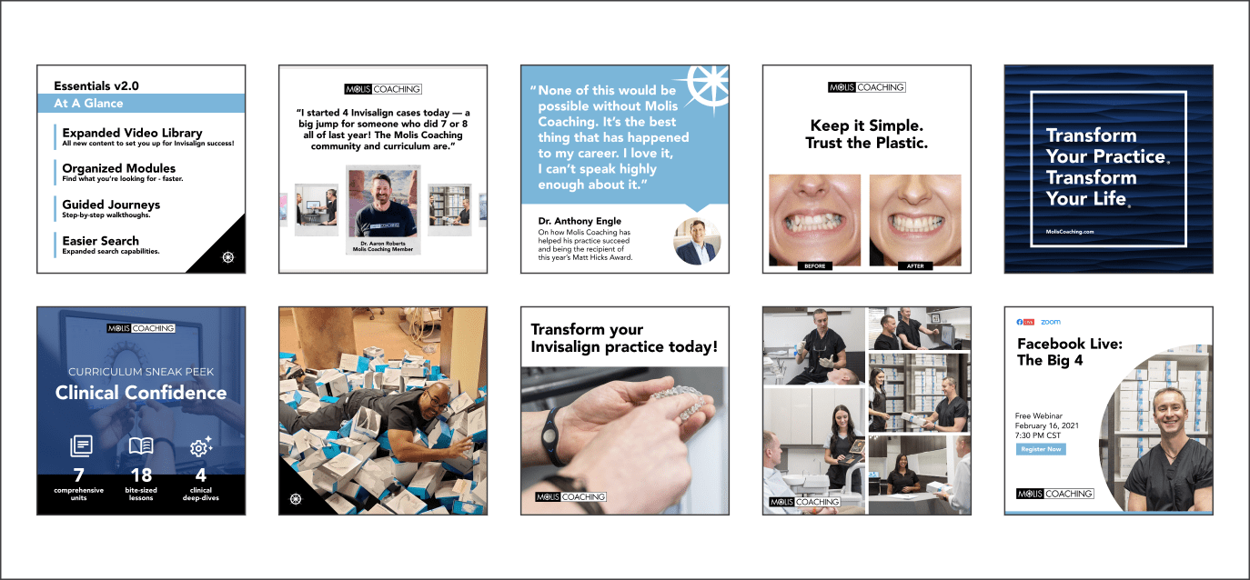 10 square sample graphics for Molis Coaching