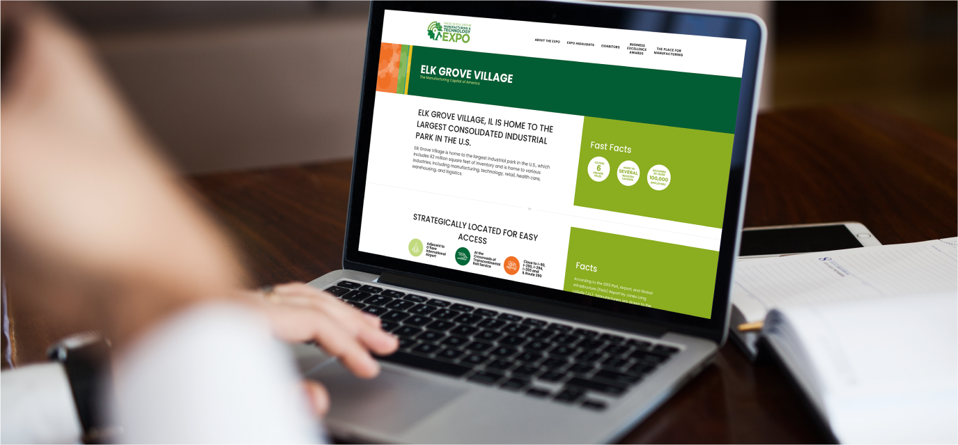 Laptop showing the website for Elk Grove Village