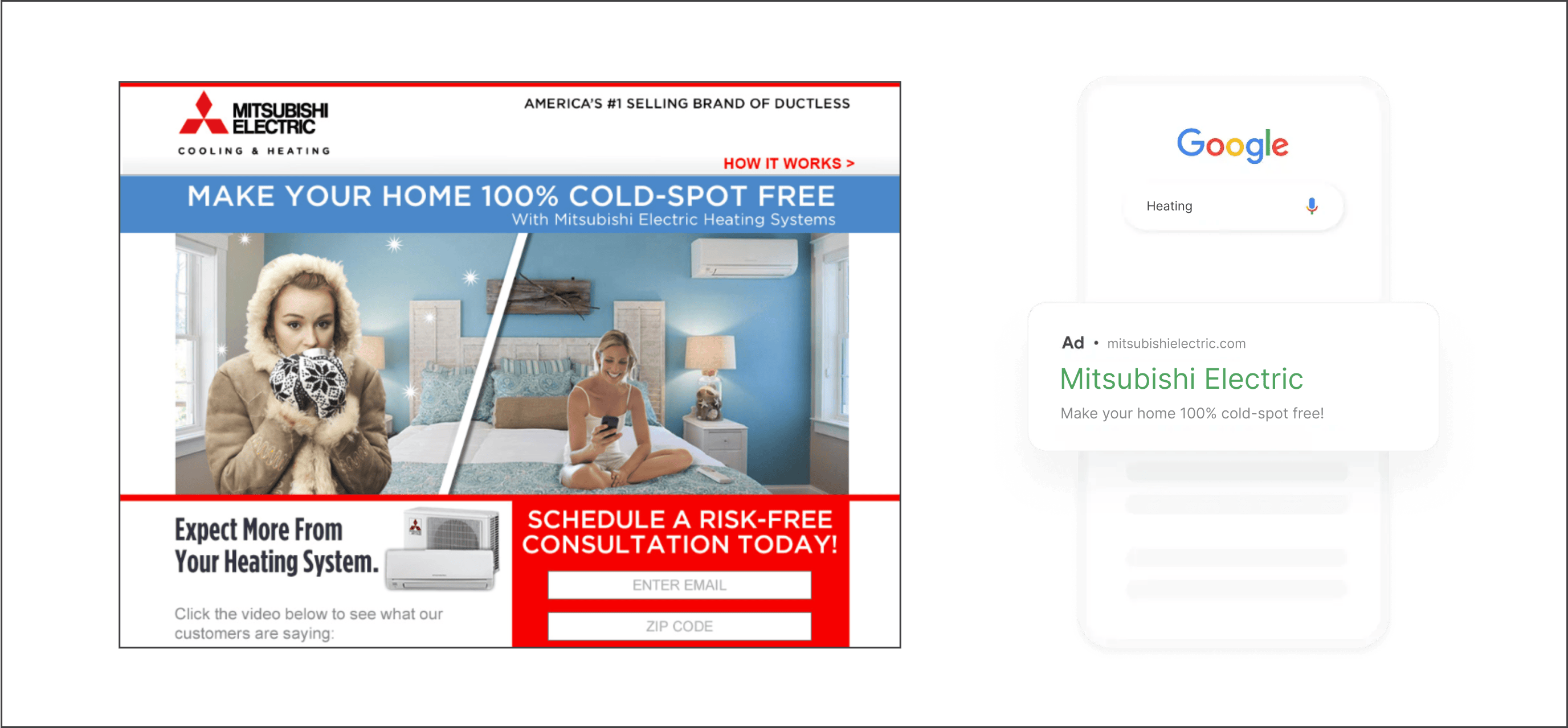 Screenshots of Mitsubishi Electric display ads